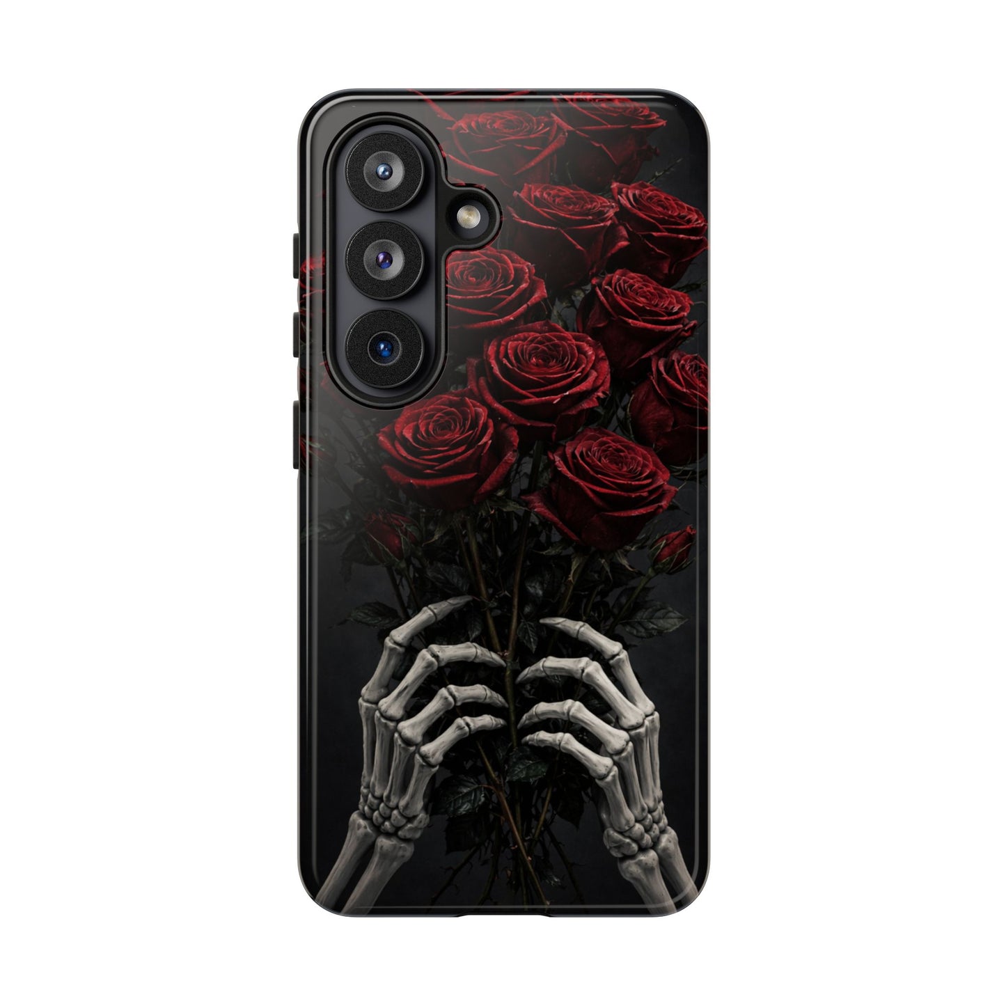 Skeleton Hands Red Roses Phone Case – Gothic Protective iPhone Cover