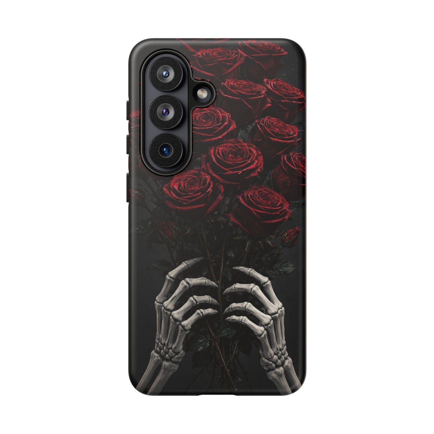 Skeleton Hands Red Roses Phone Case – Gothic Protective iPhone Cover