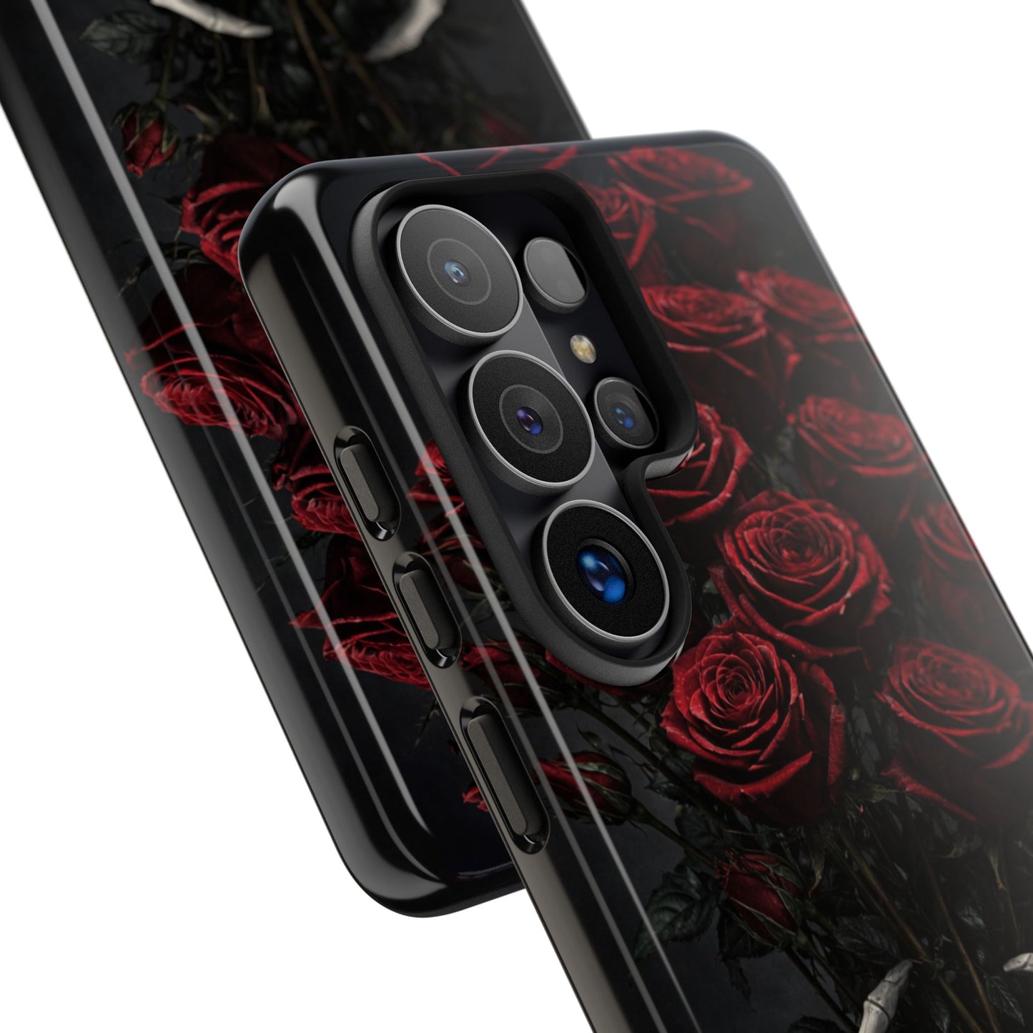 Skeleton Hands Red Roses Phone Case – Gothic Protective iPhone Cover