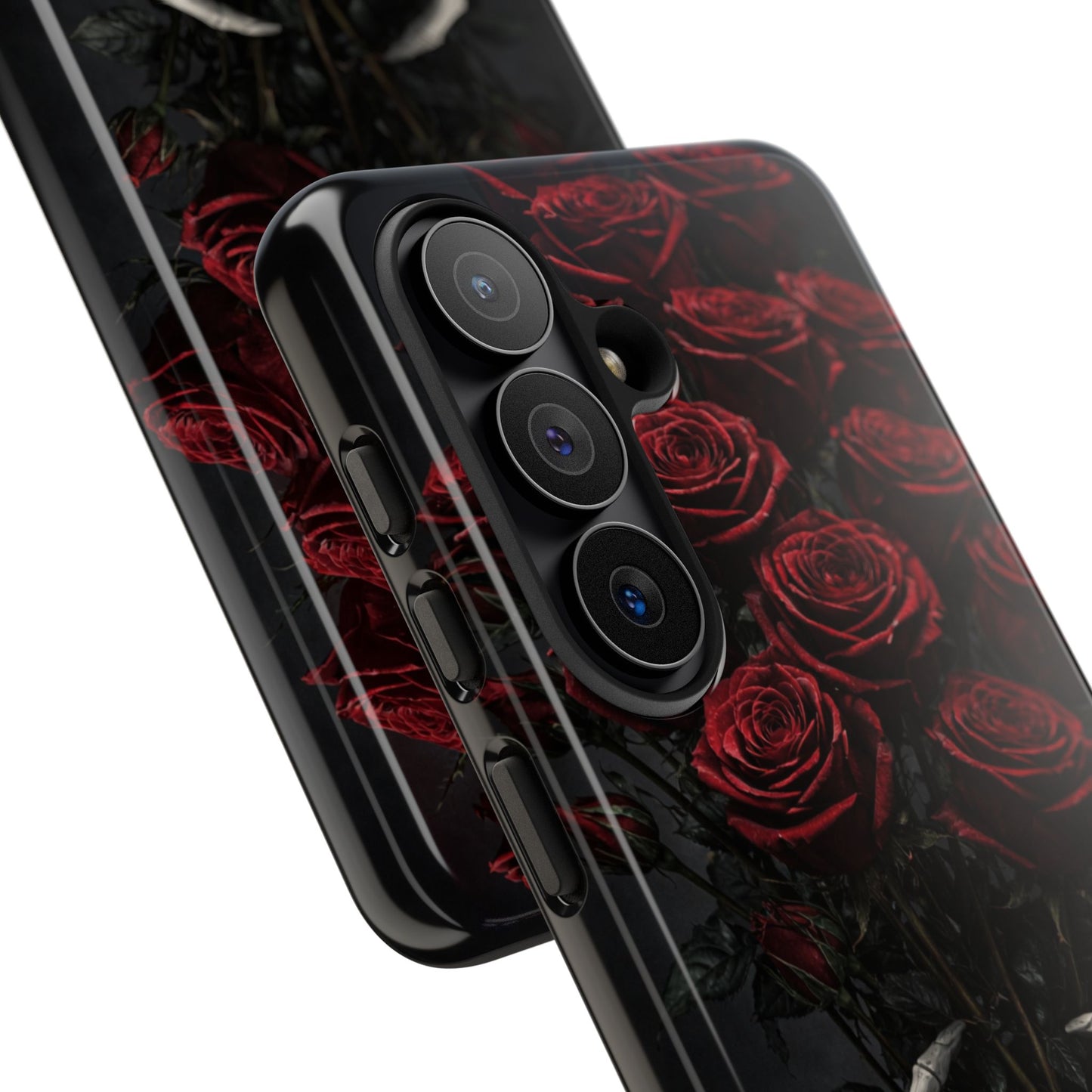 Skeleton Hands Red Roses Phone Case – Gothic Protective iPhone Cover