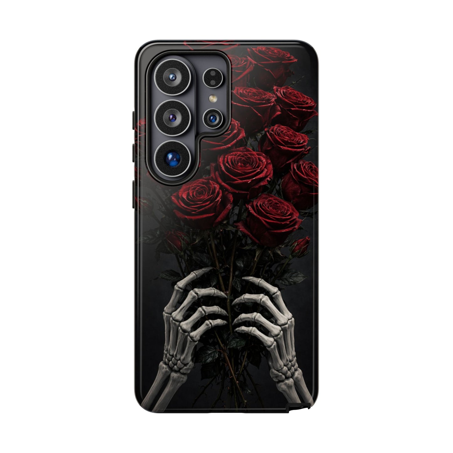 Skeleton Hands Red Roses Phone Case – Gothic Protective iPhone Cover