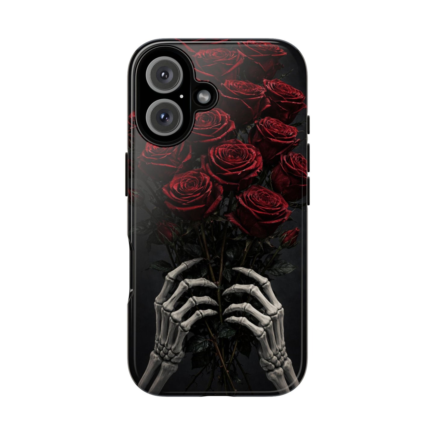 Skeleton Hands Red Roses Phone Case – Gothic Protective iPhone Cover