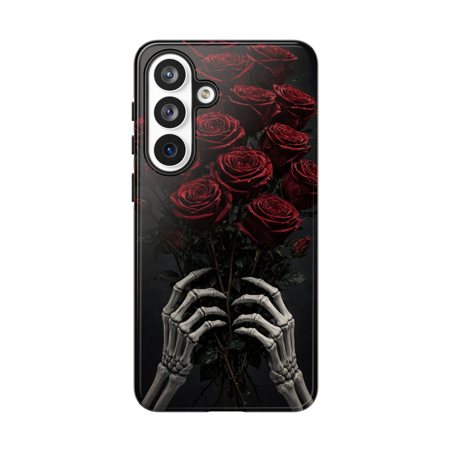 Skeleton Hands Red Roses Phone Case – Gothic Protective iPhone Cover