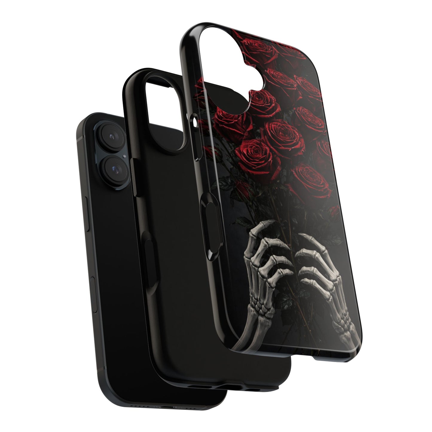 Skeleton Hands Red Roses Phone Case – Gothic Protective iPhone Cover