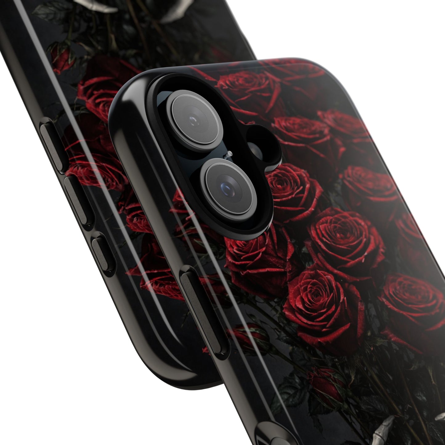 Skeleton Hands Red Roses Phone Case – Gothic Protective iPhone Cover