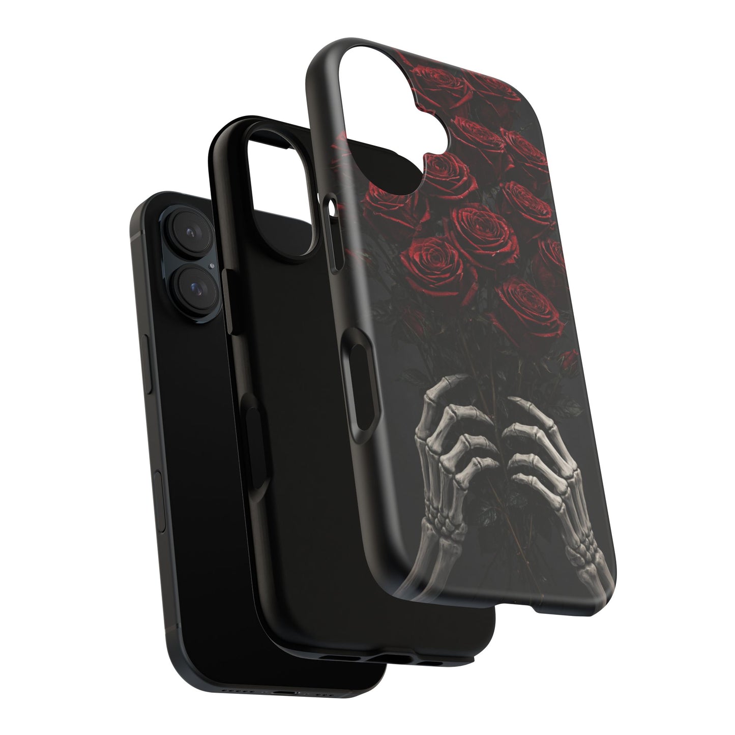 Skeleton Hands Red Roses Phone Case – Gothic Protective iPhone Cover