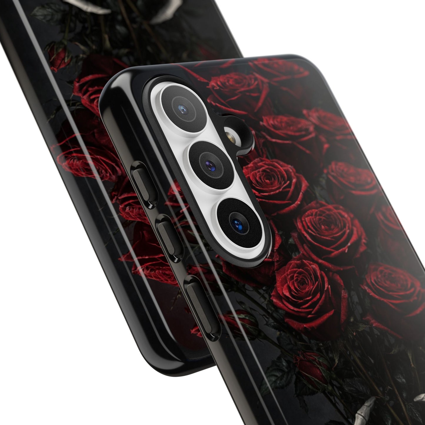 Skeleton Hands Red Roses Phone Case – Gothic Protective iPhone Cover