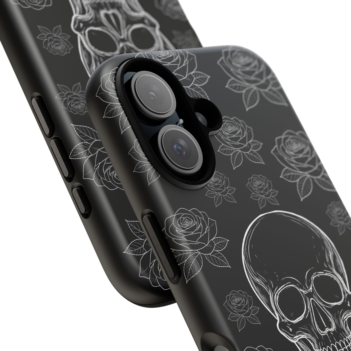 Skull & Roses Tough Phone Case — Gothic Black Protective iPhone Cover