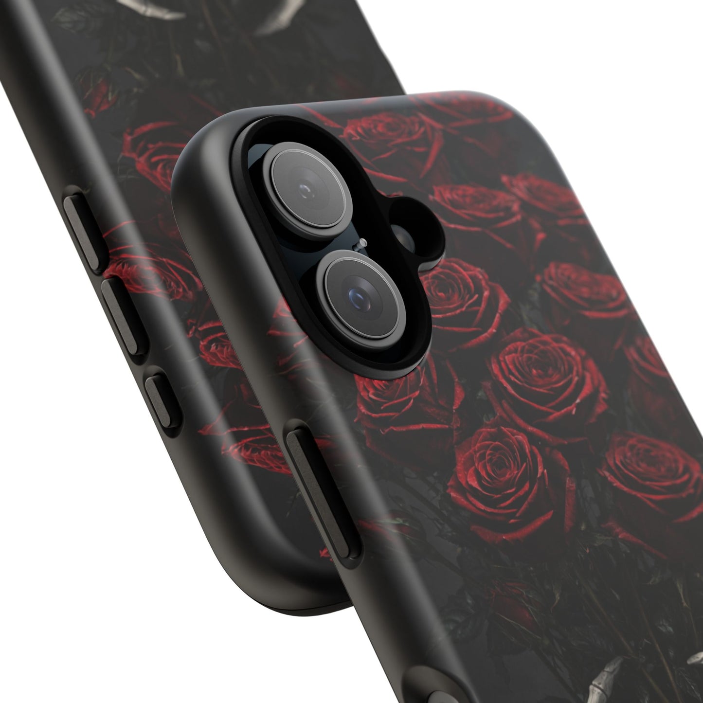 Skeleton Hands Red Roses Phone Case – Gothic Protective iPhone Cover