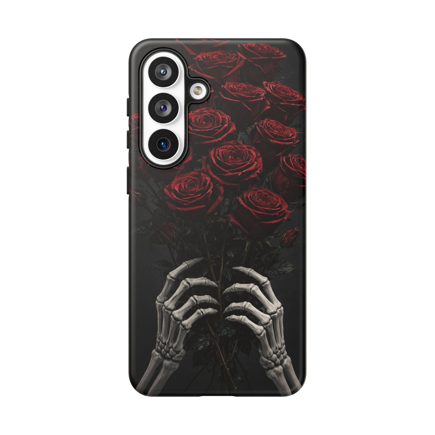 Skeleton Hands Red Roses Phone Case – Gothic Protective iPhone Cover