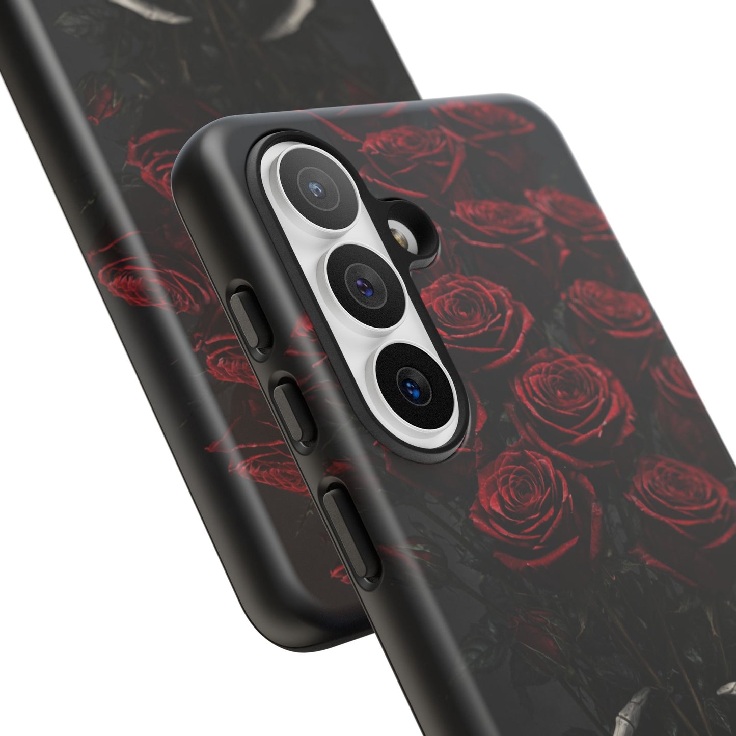 Skeleton Hands Red Roses Phone Case – Gothic Protective iPhone Cover